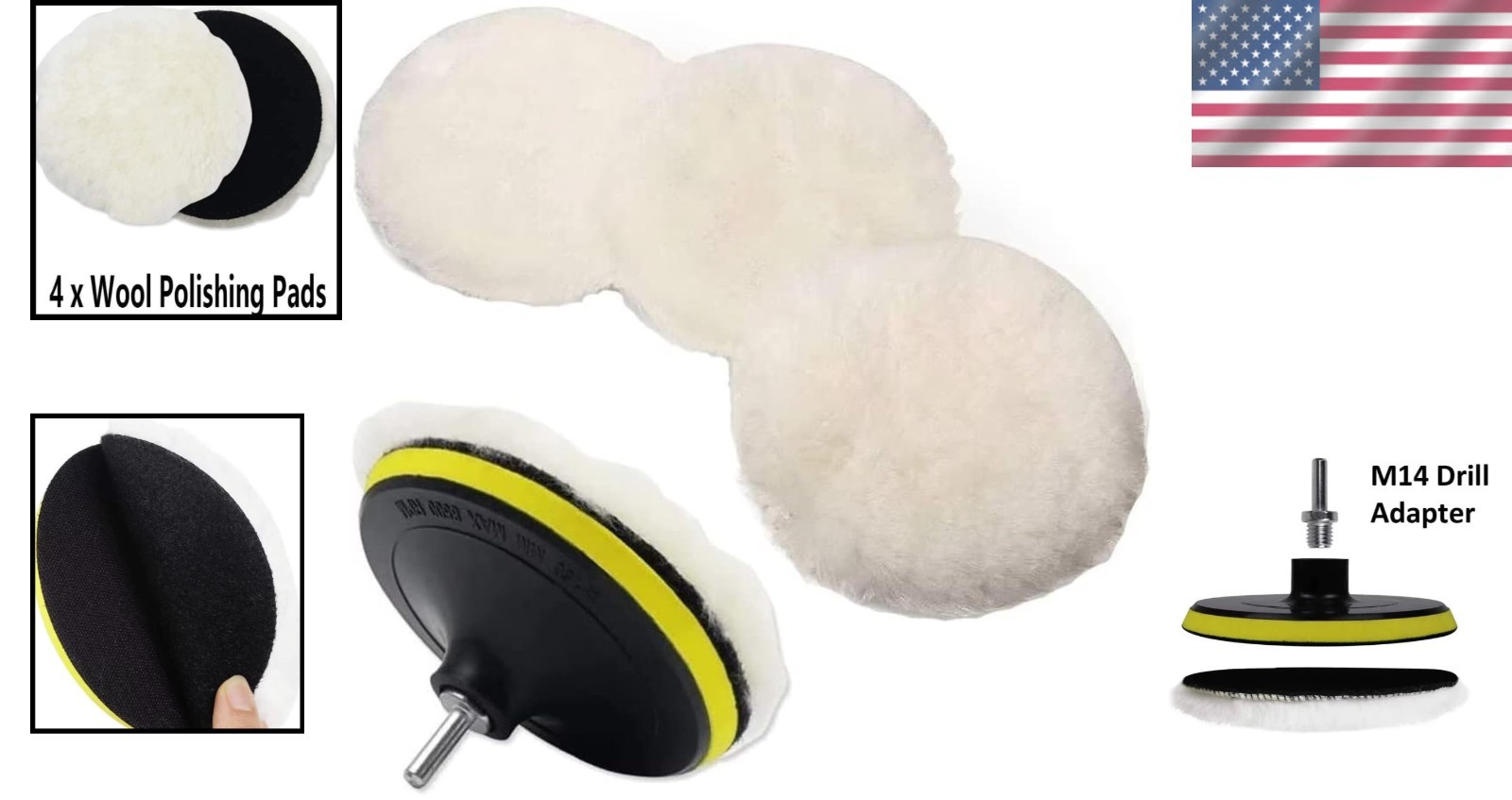 Set of 6 Wool Polishing Pads for Perfect Buffing – Compatible with M14 Drill