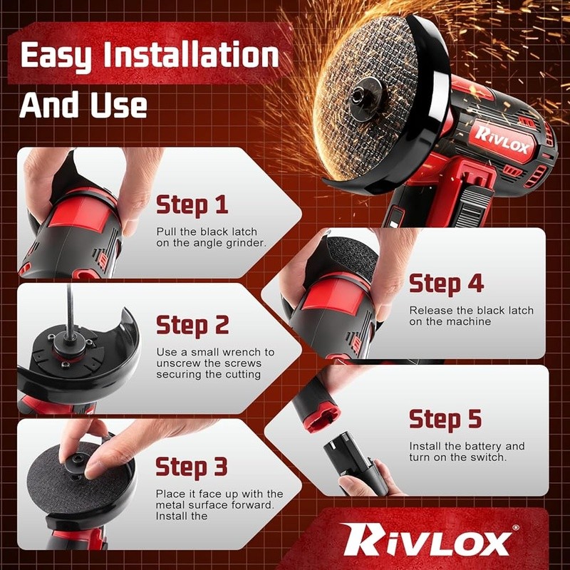 Cordless Mini Angle Grinder 12V High Speed Motor 1500mAh Battery 2 Discs Tools
