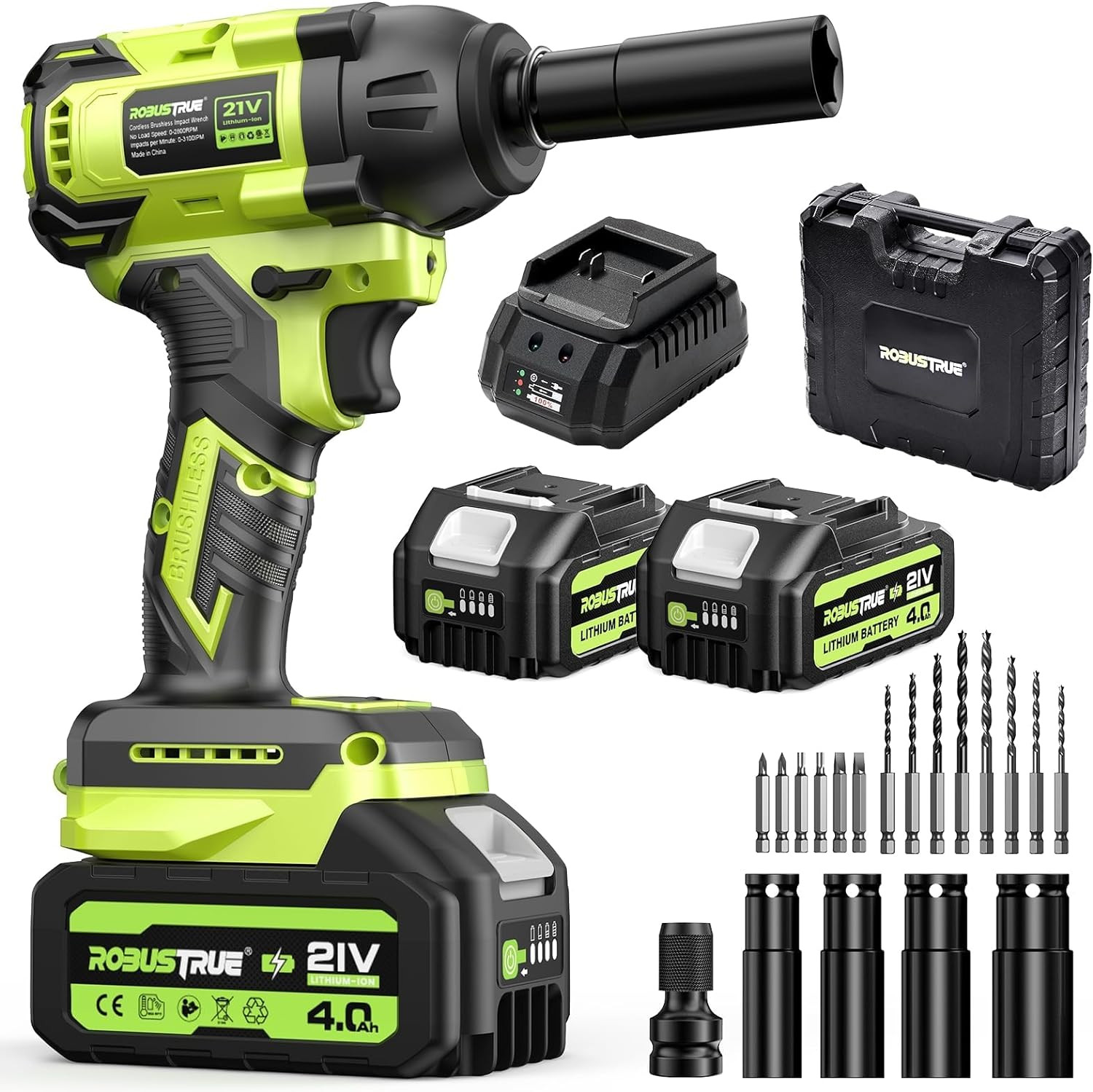 48V Llave De Impacto 1/2 Inalambrica Pistola Con 2 Baterias y Cargador NUEVO US