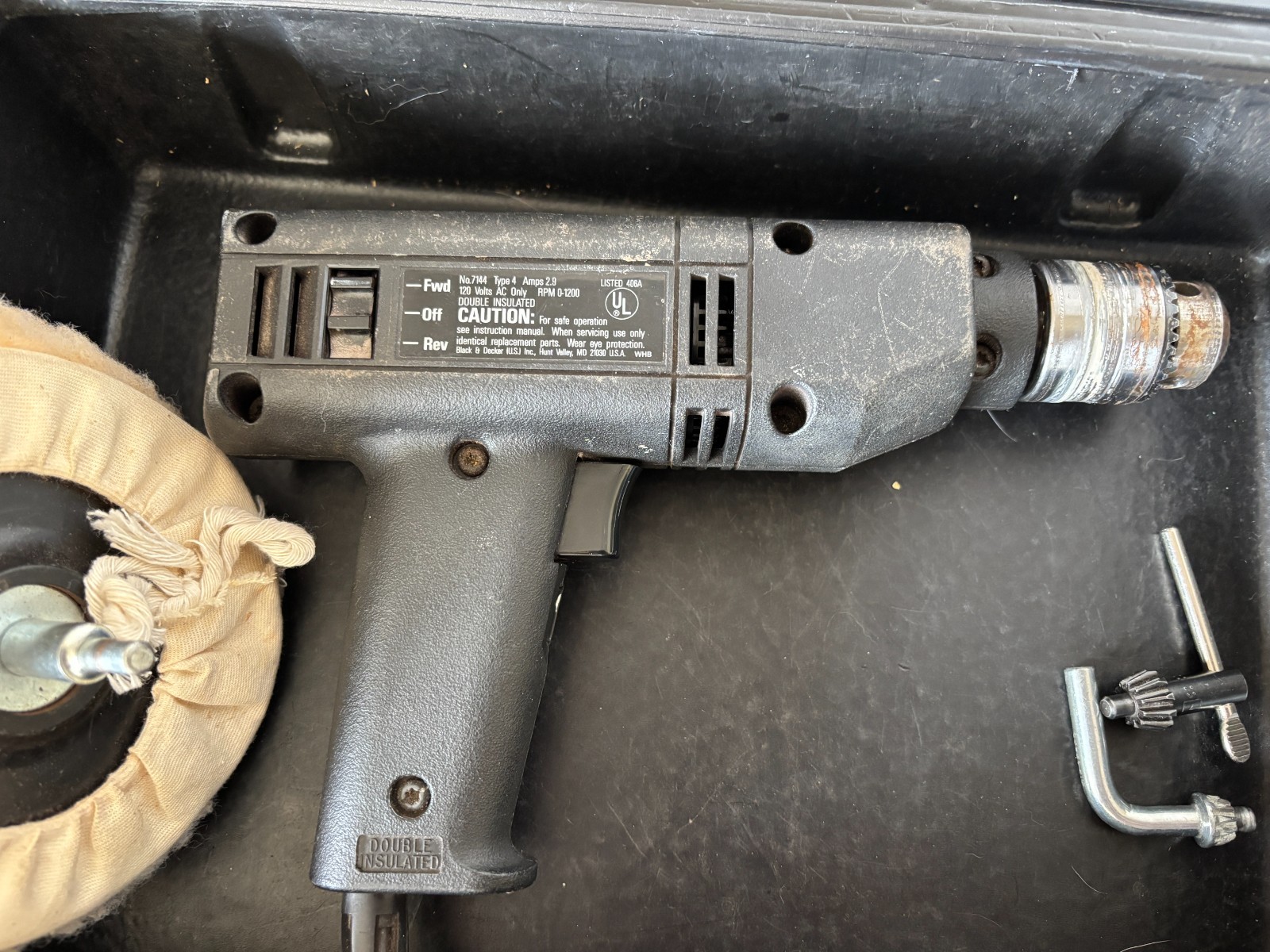 Vintage Black & Decker 7144 3/8&Prime; Drill Black Corded 120V 2.2A Tested