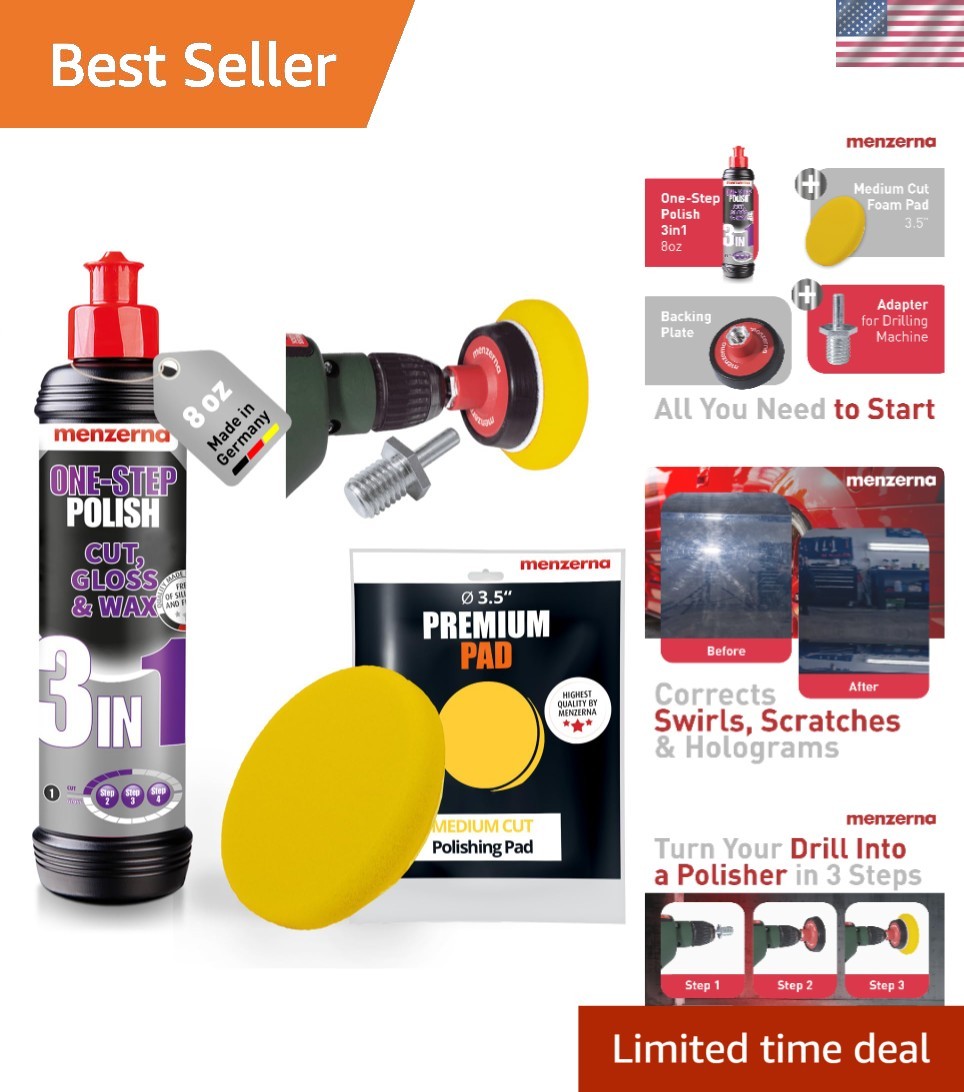 3in1 Polishing Set – One-Step Polish 8oz + Drill Machine Adapter + Medium Cut…