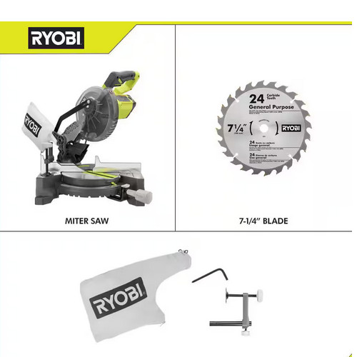 Brand New Ryobi 9 Amp Corded 7-1/4 in. Compound Miter Saw – TS1144