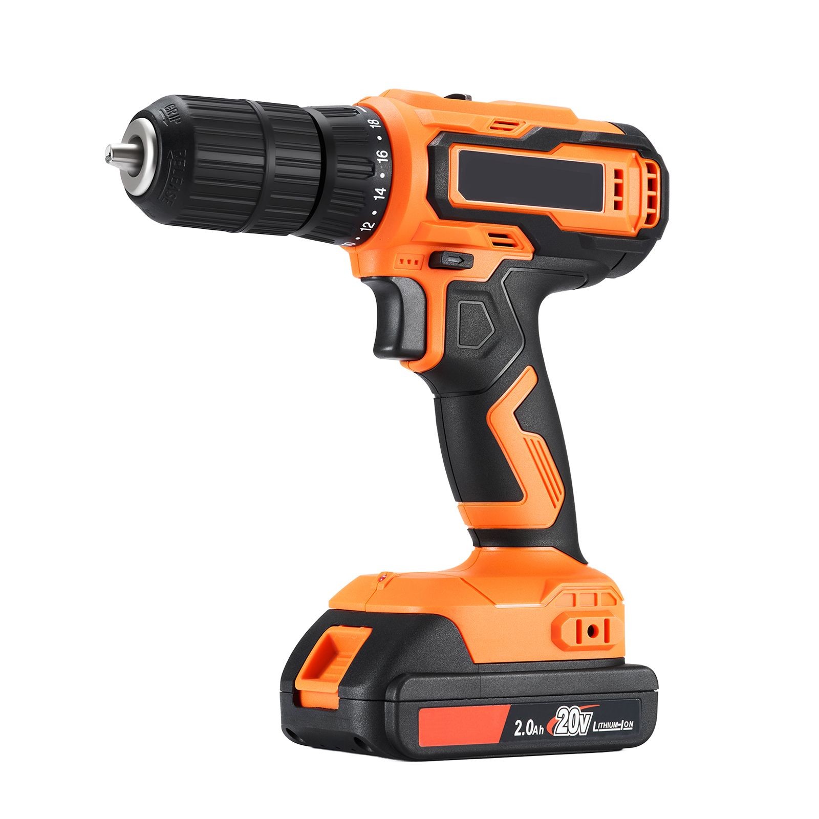 Cordless Drill Driver 1/2in Metal Chuck 19 Torque Settings LED Light