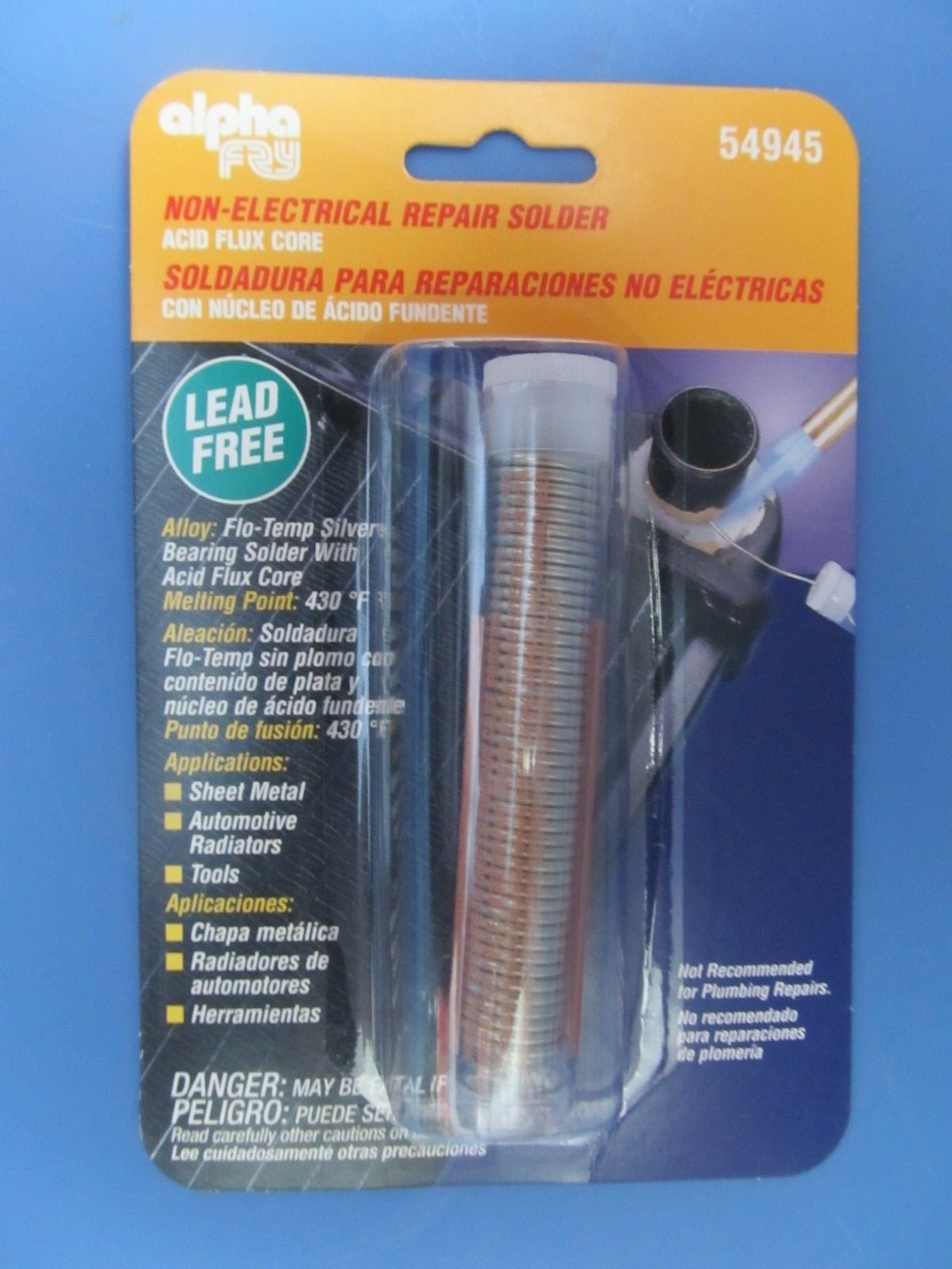 Alpha Fry Non-Electrical Repair Solder #54945 Acid Flux Core NEW