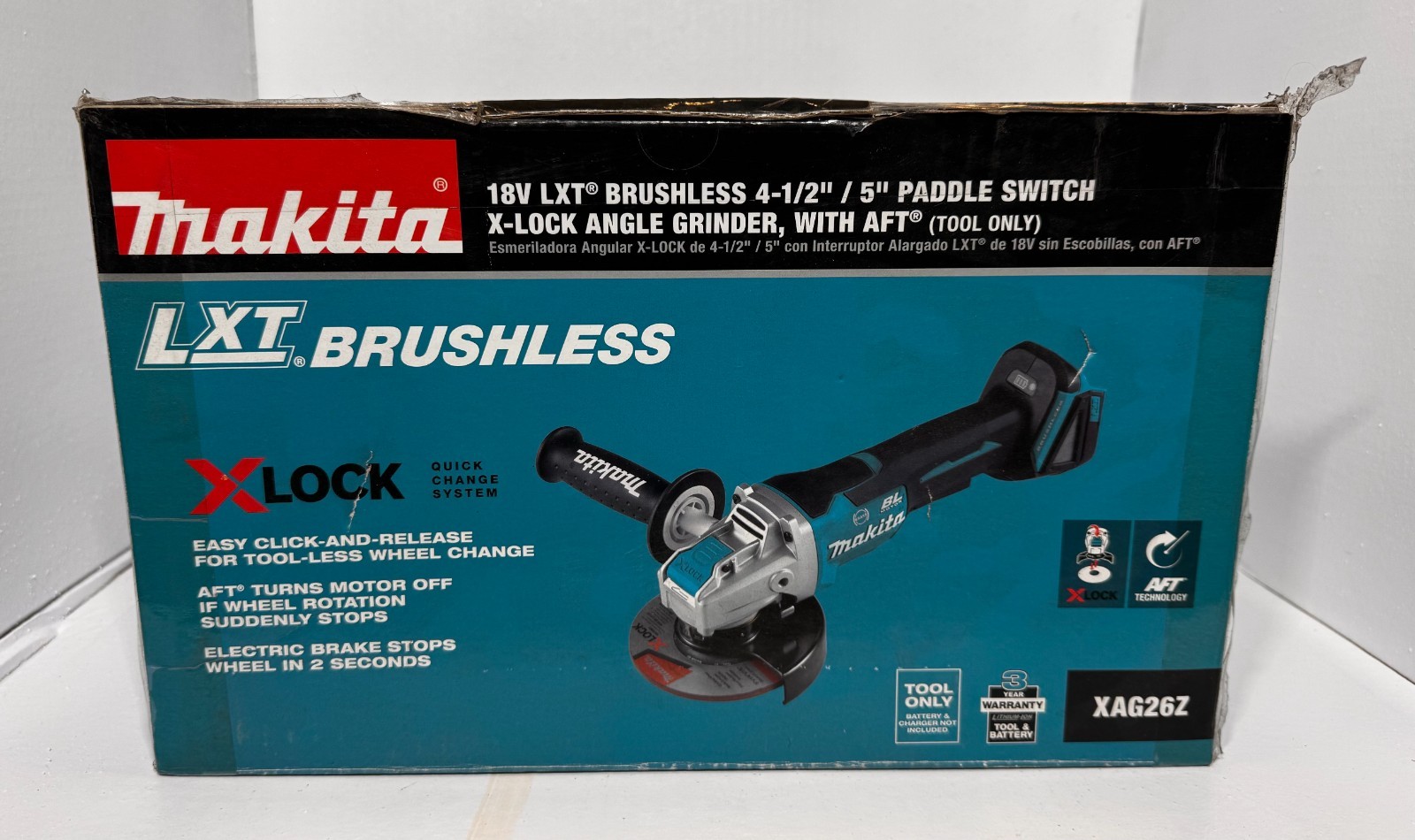 Makita XAG26Z 18V LXT Cordless Angle Grinder – Black/Blue