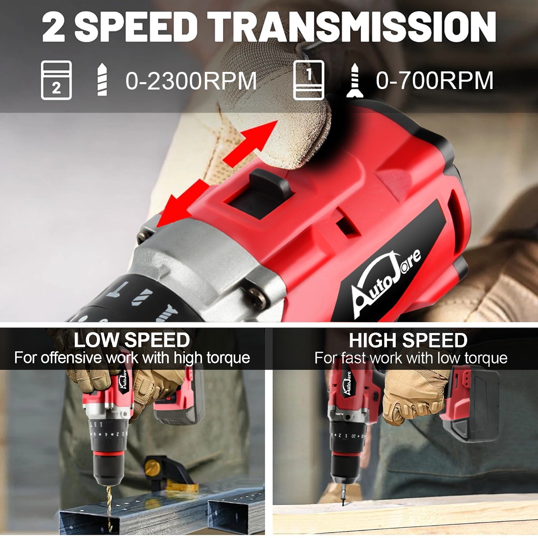 1/2&Prime; Keyless Chuck Brushless Hammer Drill for Milwaukee M18 Battery