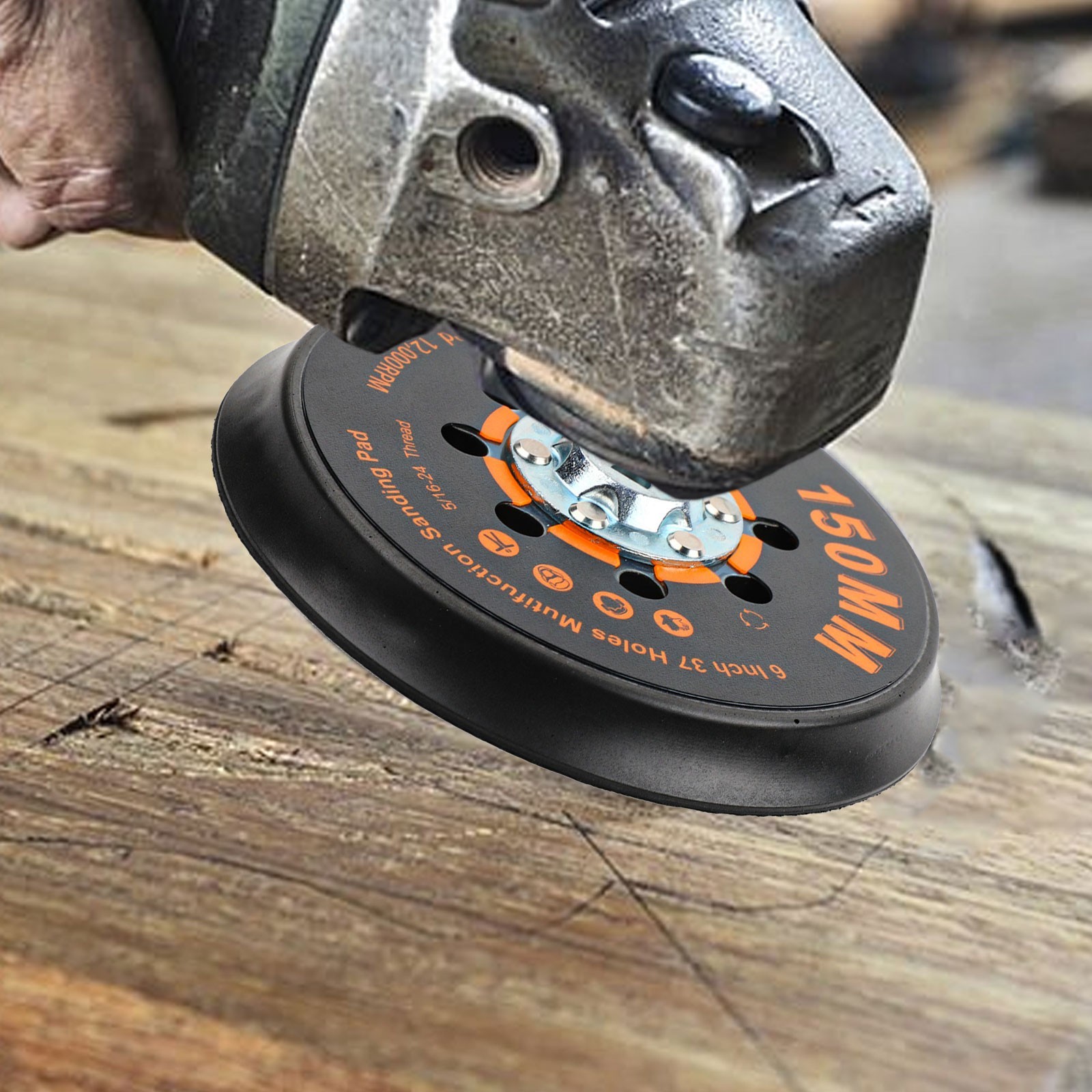 For Orbital Sander Accessory 150mm Backing Pad with 37 Hole Configuration
