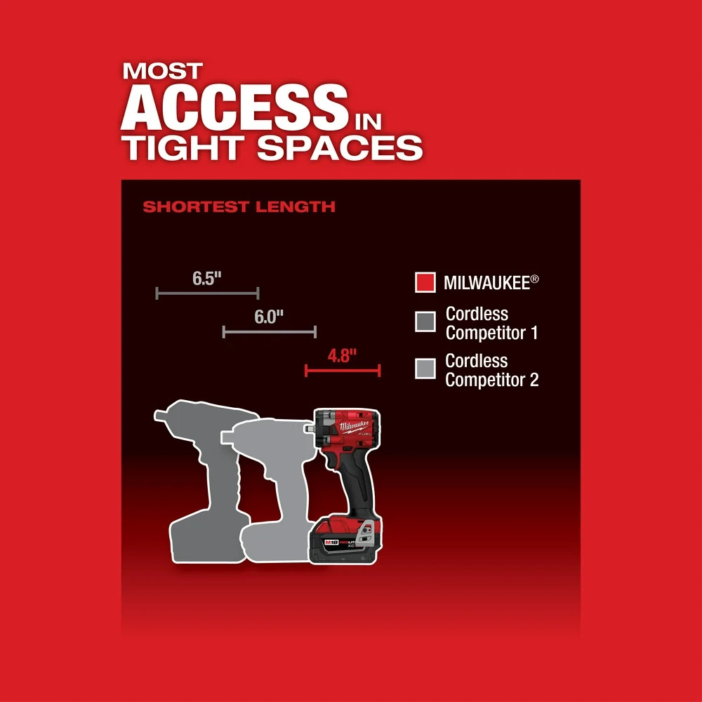Milwaukee 2854-80 M18 FUEL 18V 3/8&Prime; Compact Impact Wrench – Recon – Bare Tool