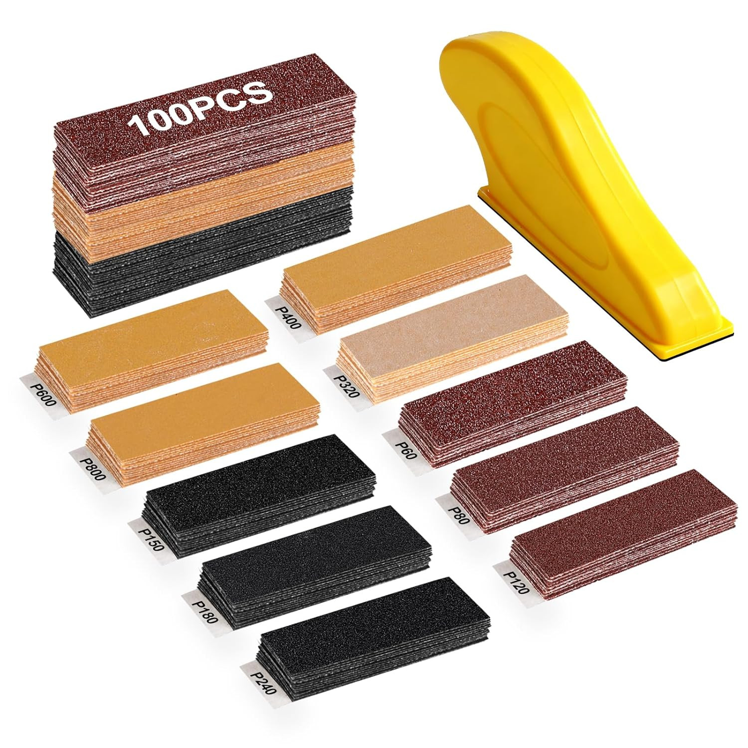100PCS Professional Micro Detail Sander Kit, 3-In-1 Precision Mini Finger Sander