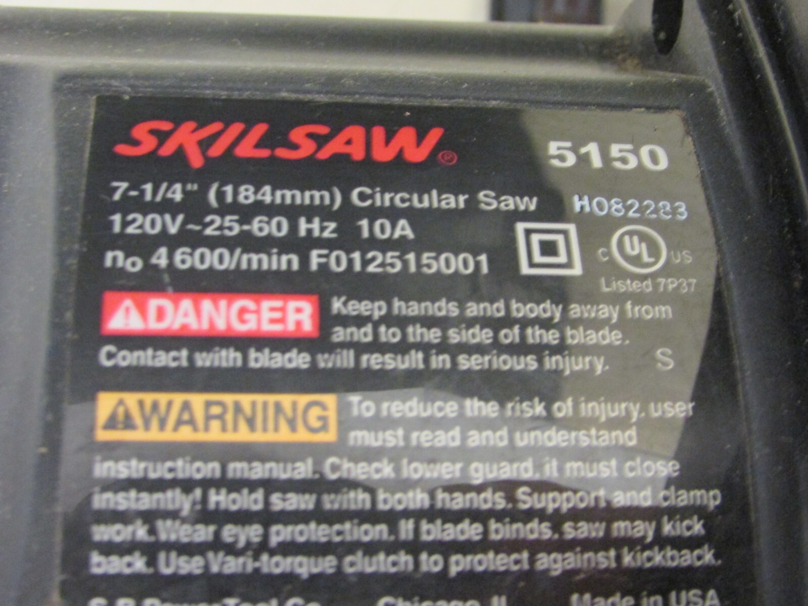 SKIL TOOLS 7-1/4&Prime; SKILSAW CIRCULAR SAW, w/ CASE, 120V, 10A, 4600 RPM, #5150