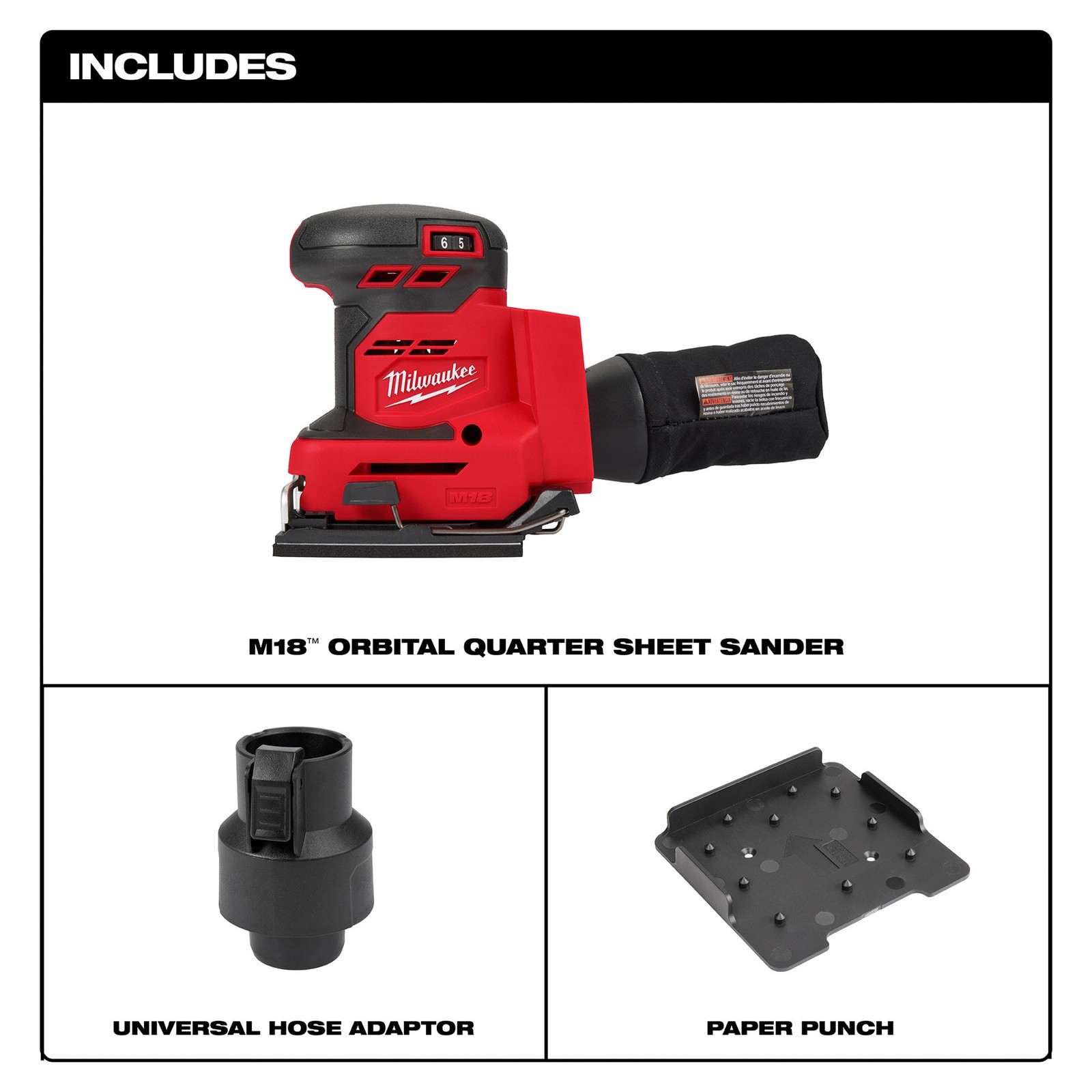 Milwaukee M18 Orbital 1/4 Sheet Sander, 13,000 Max OPM Model# 2649-20