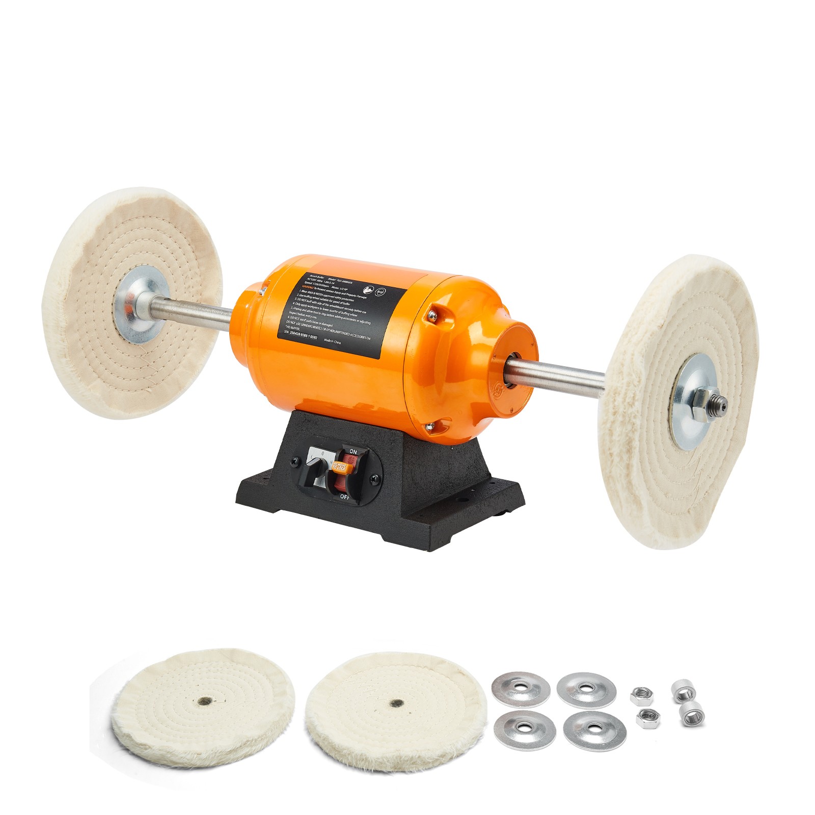 8&Prime; Bench Buffer Polisher 1/2 HP 1725RPM/3450RPM for Metal Jewelry Wood