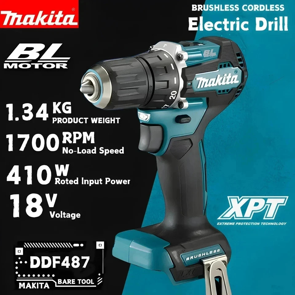 Makita DDF487 18V Cordless Brushless Driver Drill Impact Screwdriver Tool Only