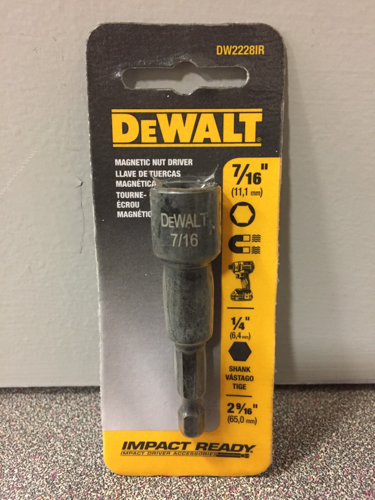 DeWalt DW2228IR Impact Ready 7/16 in. x 2-9/16 in. L Black Oxide Nut Driver