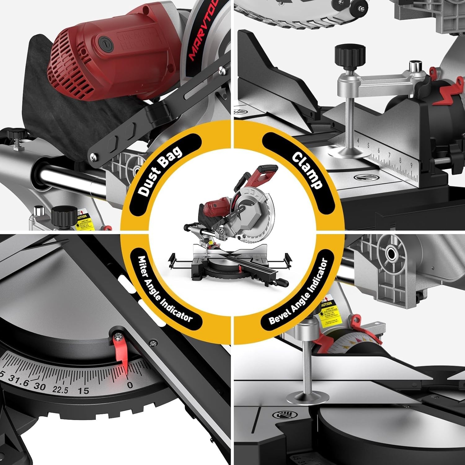 12-Inch Dual-Bevel Sliding Compound Miter Saw 15 Amp 0-45° with Extension Table