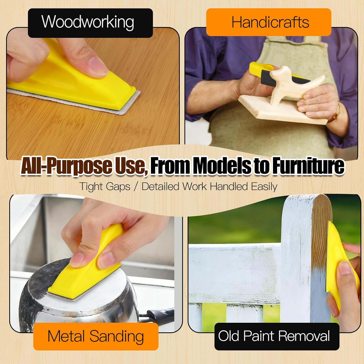 100PCS Professional Micro Detail Sander Kit, 3-In-1 Precision Mini Finger Sander