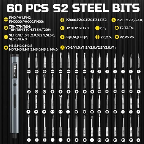 Mini Electric Screwdriver Set 3.7V, 62 in 1 Precision Screwdriver 62-in-1-grey