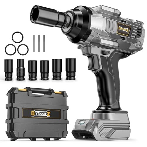 1500Nm Cordless Impact Wrench 1/2&Prime; Compatible Grey – 1110 Ft-lbs & Sockets