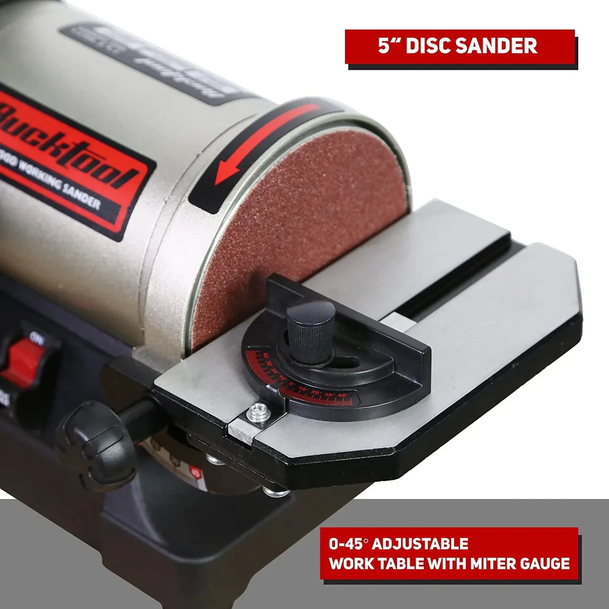 BUCKTOOL 1&Prime;x30&Prime; Bench Belt Sander with 5&Prime; Disc,1/3 HP Benchtop Belt Disc Sander