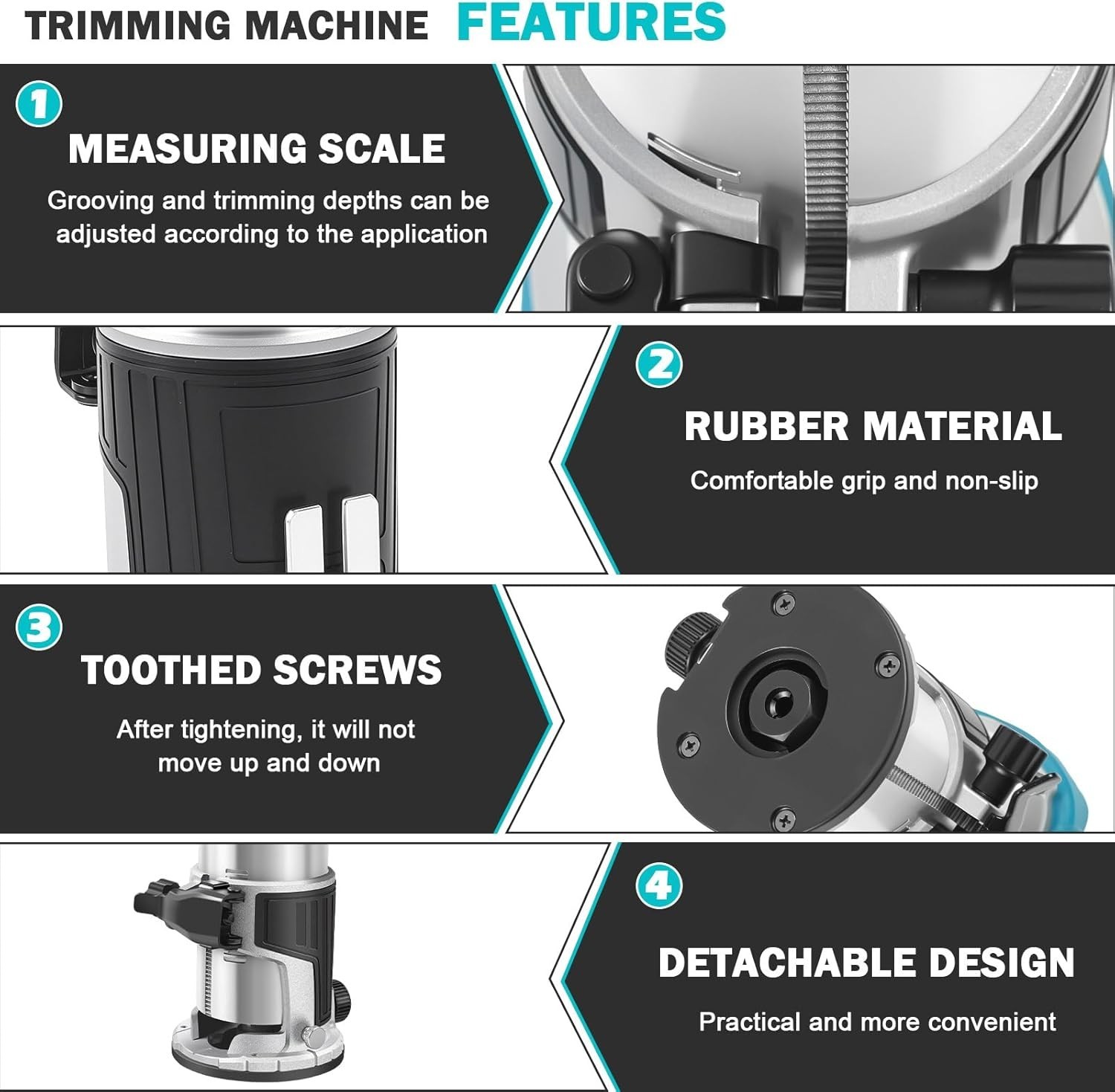 Cordless Compact Wood Router for Makita 18V Battery(Bare Tool), Carving 1/4&Prime; Col