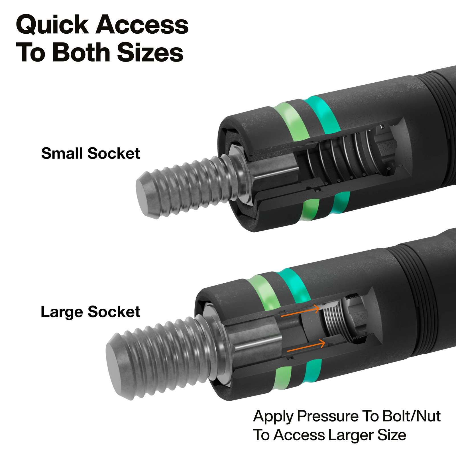 Klein Tools 6512MQS Quad-4 Heavy-Duty Impact Flip Socket, Metric