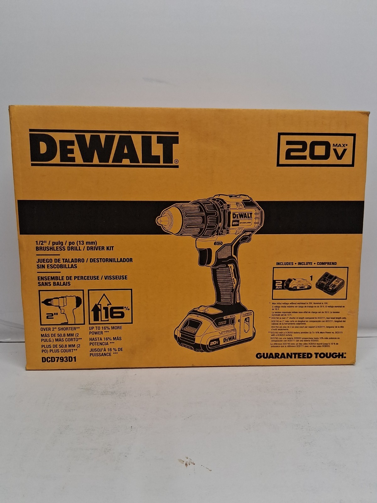 DeWalt DCD793D1 20V MAX* Brushless Cordless 1/2&Prime; Drill/Driver