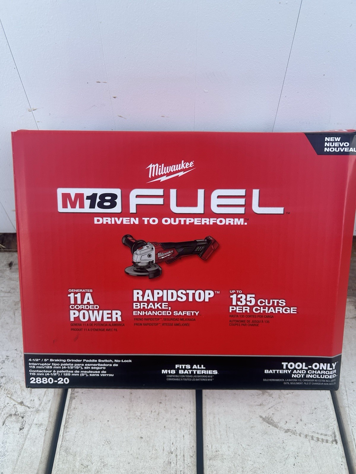 Milwaukee 2880-20 M18 FUEL 4-1/2&Prime; / 5&Prime; Grinder Paddle Switch, RAPID STOP ⭐️NEW
