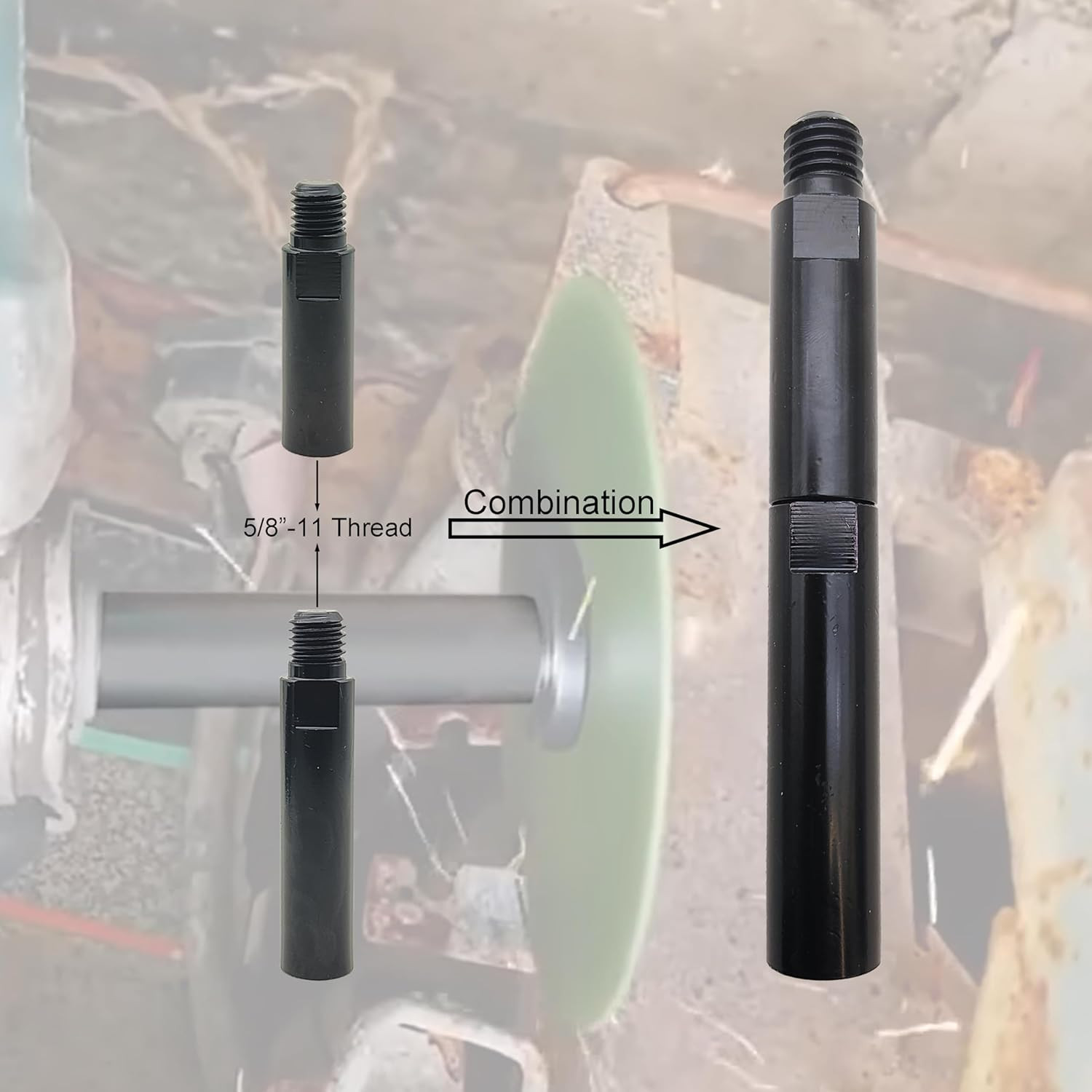 5/8&Prime;-11 Angle Grinder Extension Shaft Set Airway Buff Extender Kit 3 Packs Conne