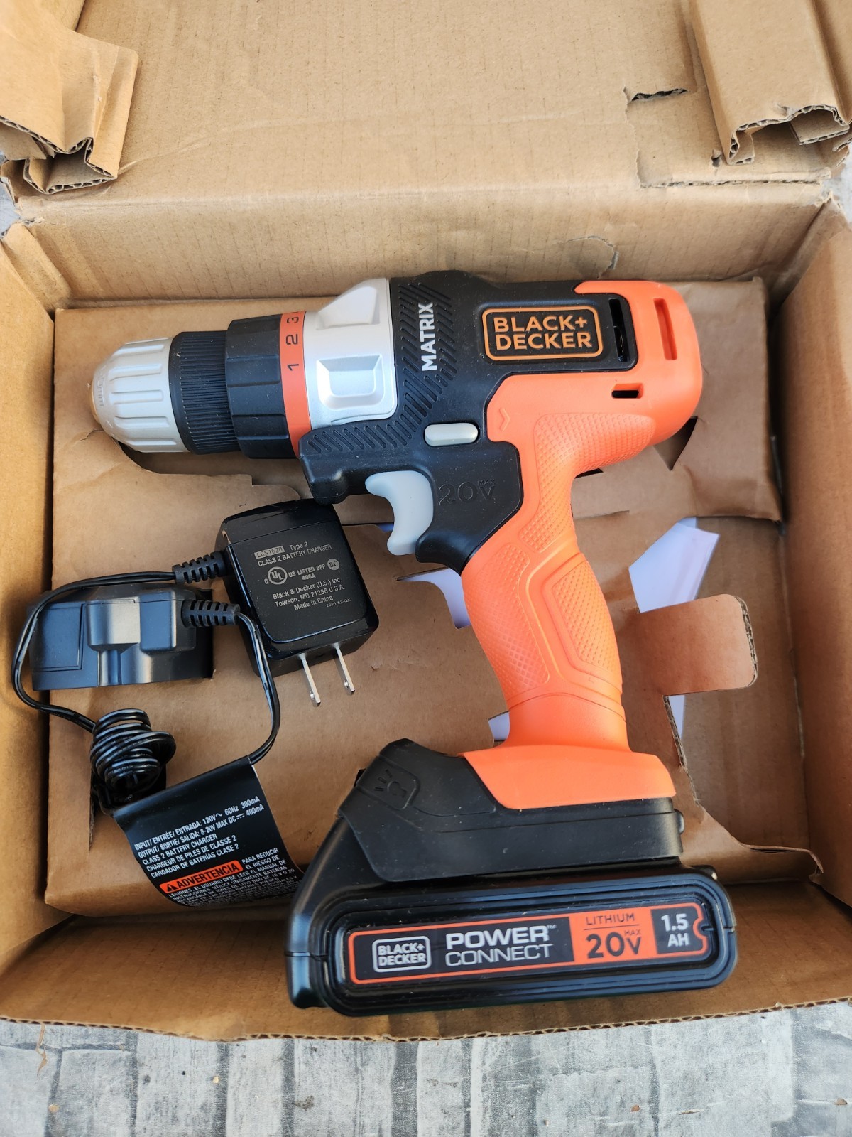 Black+Decker Driver Drill With Battery And Charger Open Box