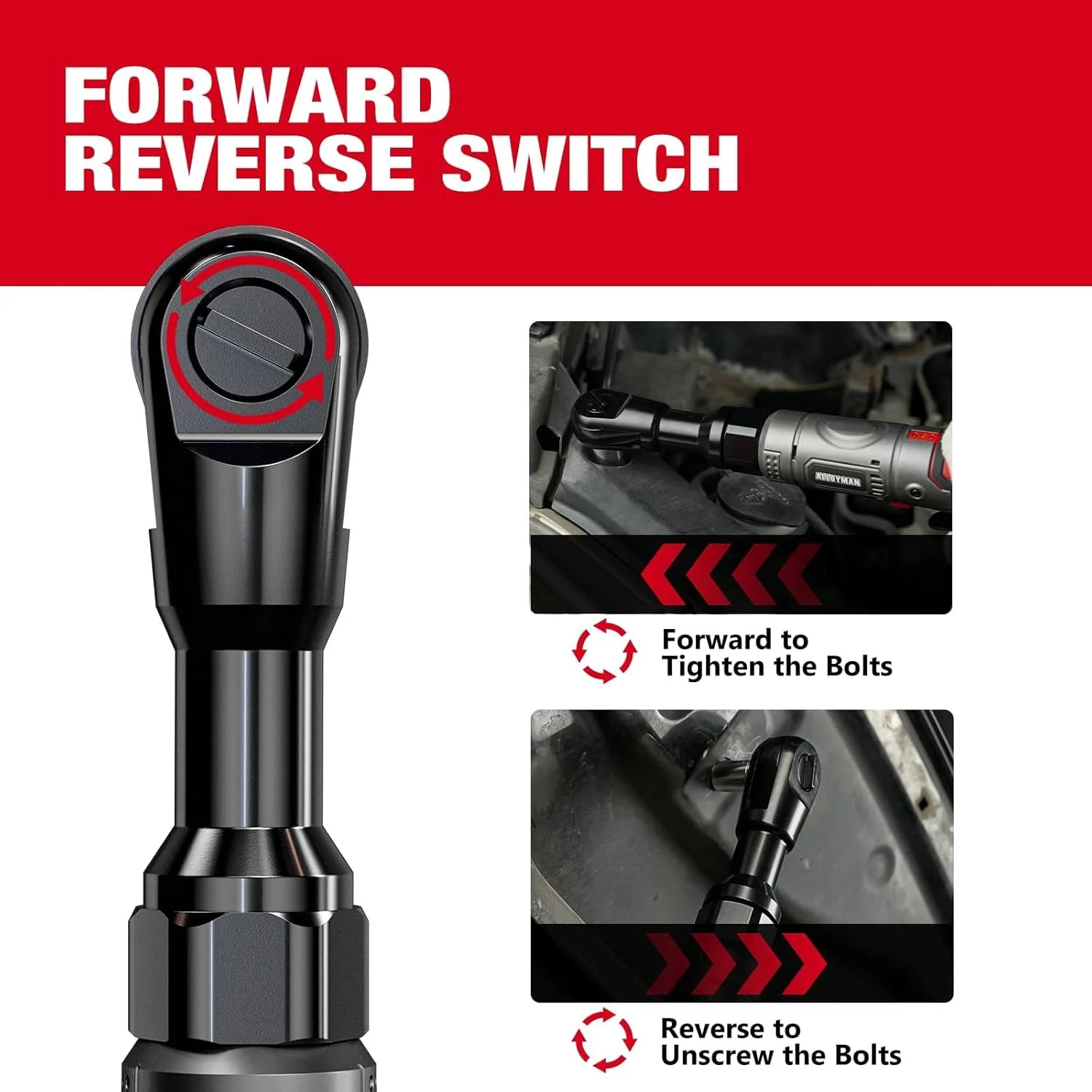 Alloyman 3/8&Prime; Cordless Ratchet Wrench, 60 FT-LBS(80N.M), 12V Extended Reach | 5.