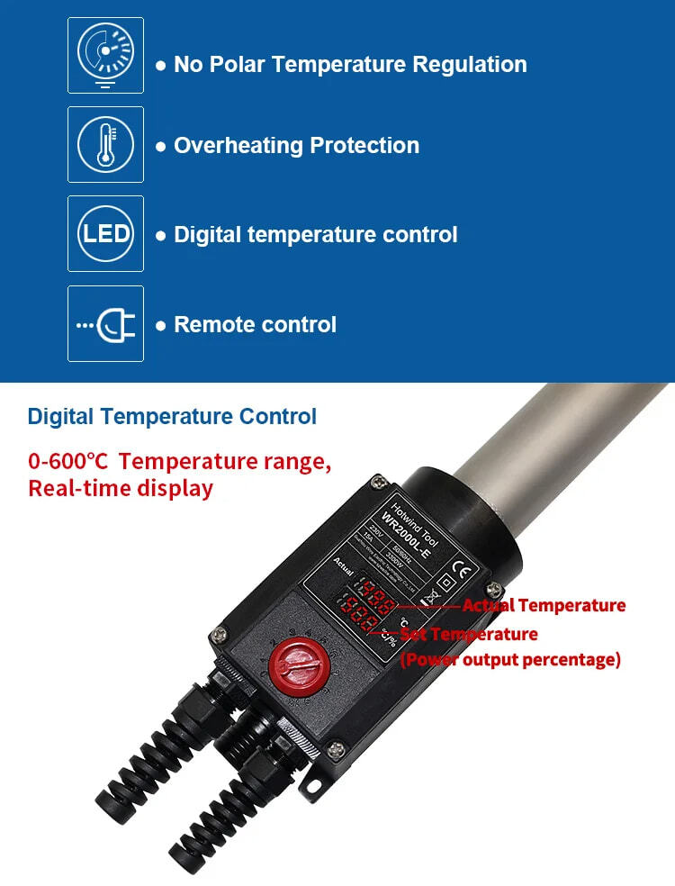 230V 1000W – 3300W Digital Display Industrial Hot Air Heater Hot Air Gun Blower