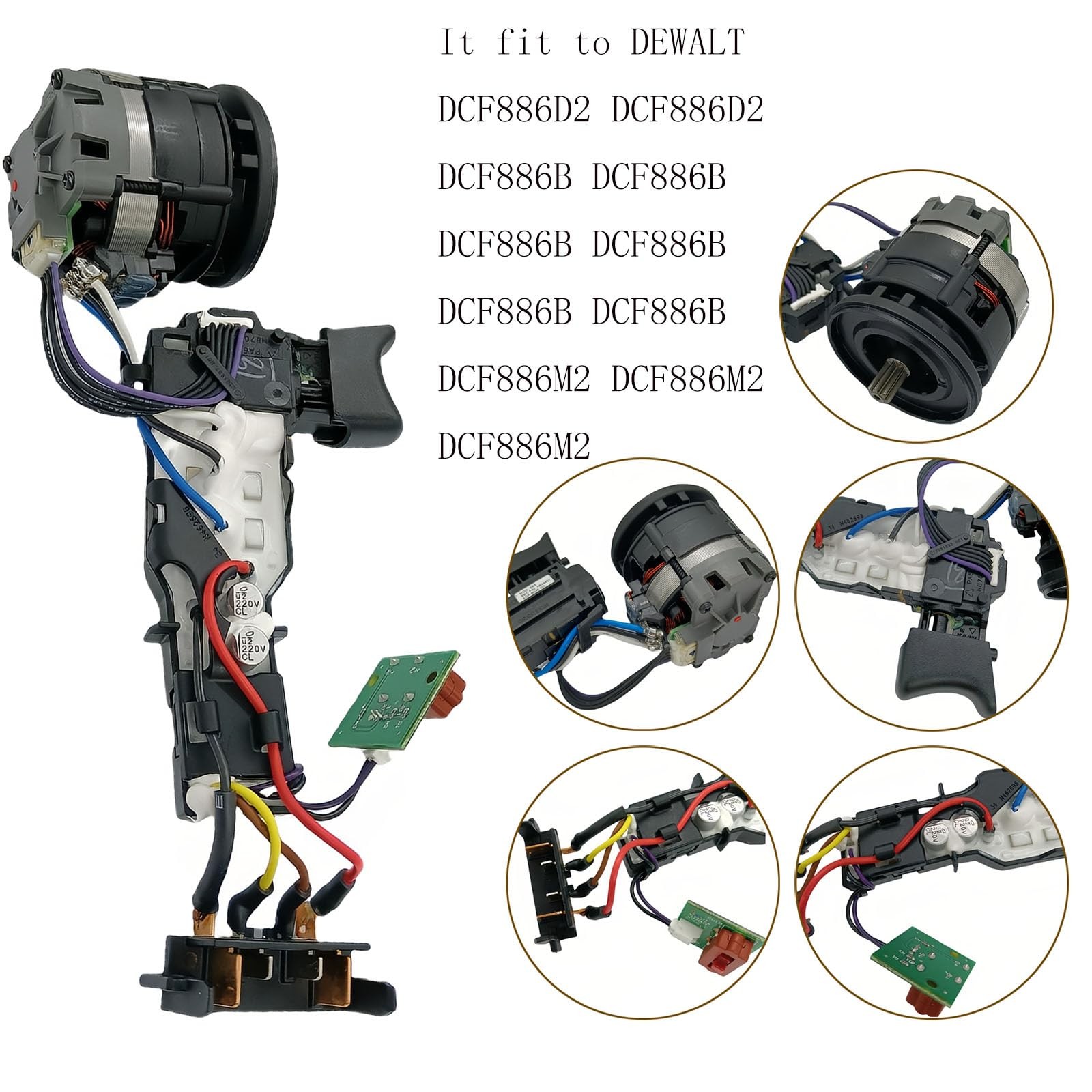 DC Motor & Switch Assembly N442102 N434166 N236600 for Dewalt Impact Drivers