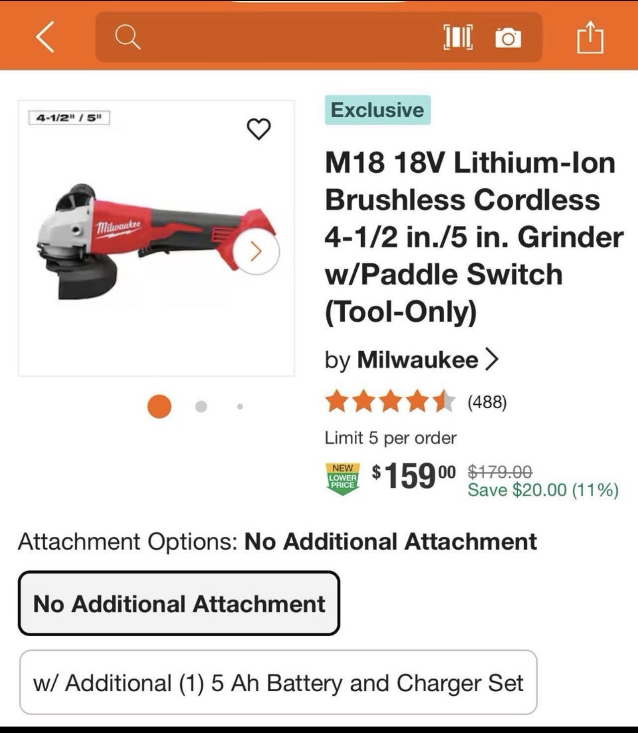 Milwaukee Brushless Cordless 4-1/2 in./5 in. Grinder w/Paddle Switch (Tool-Only)