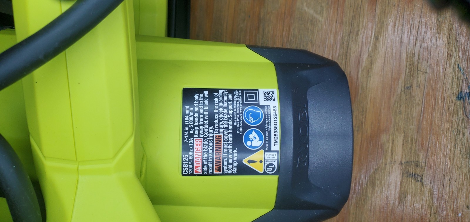 Ryobi CSB125 13 Amp 7-1/4 in Circular Saw Corded Electric Blade & Wrench