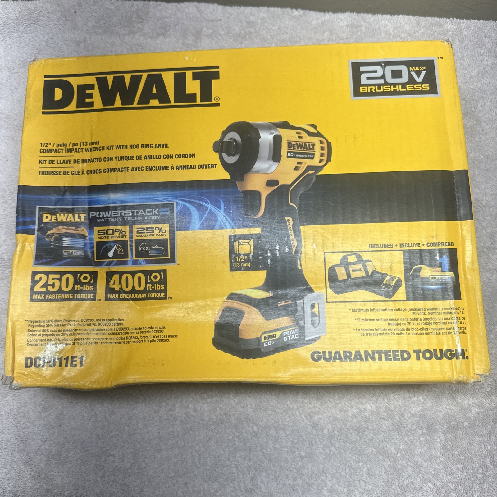 Brand New DeWalt DCF911E1 20V 1/2&Prime; Impact Wrench Hog Ring Anvil Kit 2.0ah