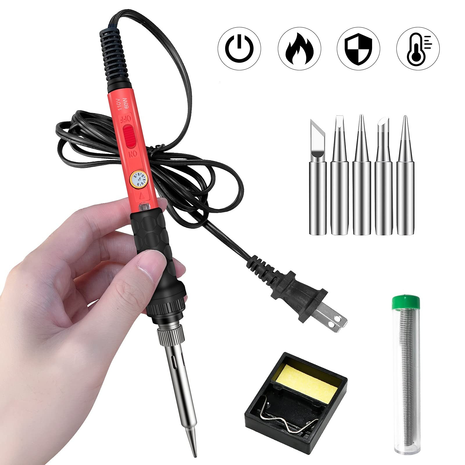Soldering Kit, 60W Soldering Iron, 110V Welding Kit with Ceramic Heater, Port…