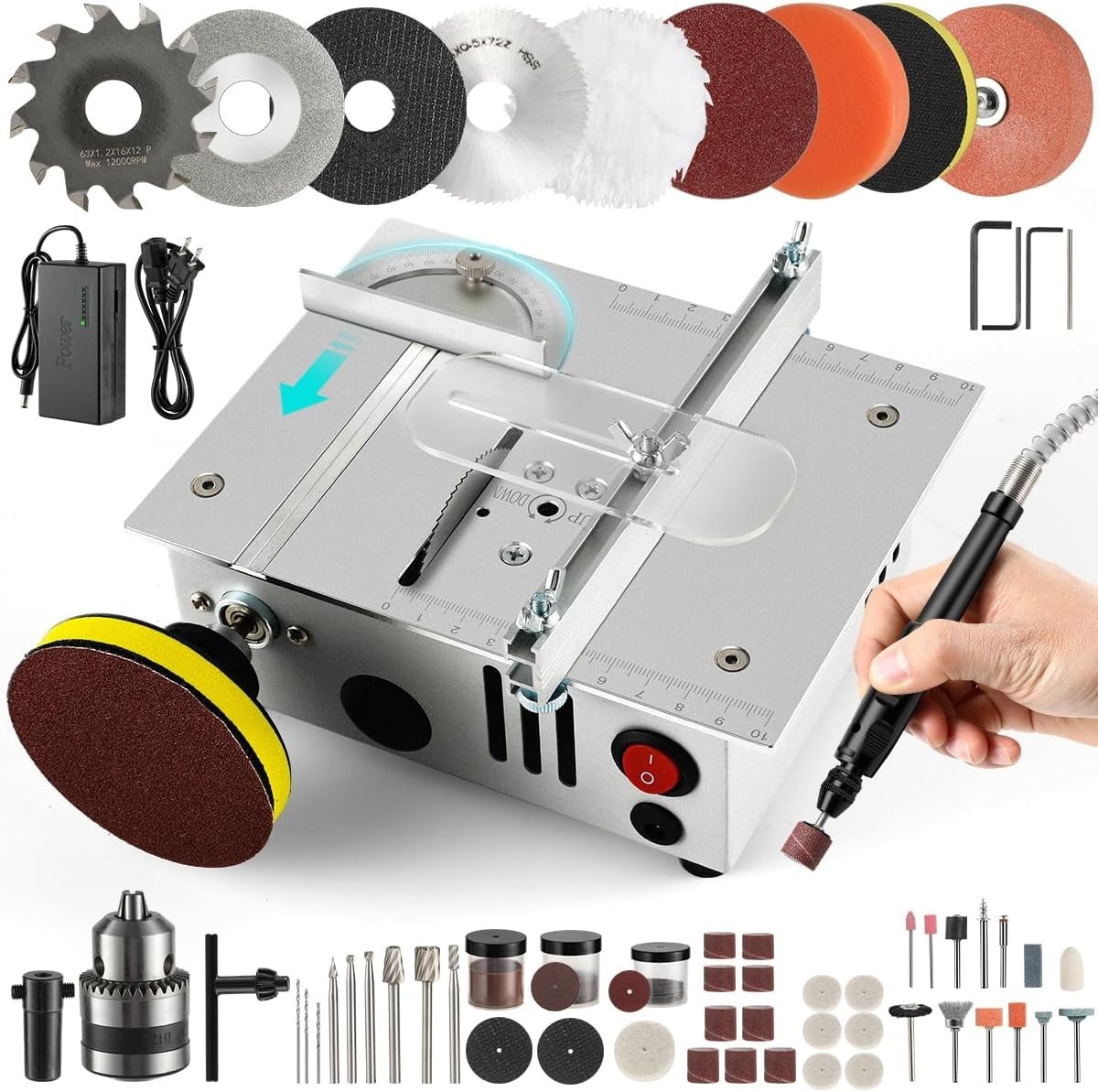 Mini Table Saw, Multi-Functional Craft Saw for Wood, PCB, Acrylic & Plastic Cuts