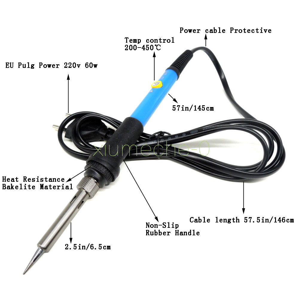 60W 220V Adjustable Temperature Welding Heat Pencil Soldering Iron Tool EU Plug