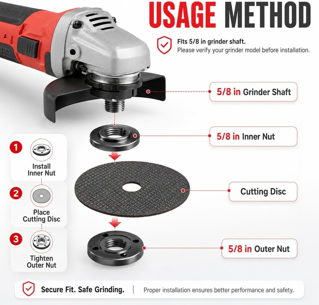 11PCS 5/8-11 Grinder Nut & Wrench Kit for DeWallt Miilwaukee Makiita | Flange…