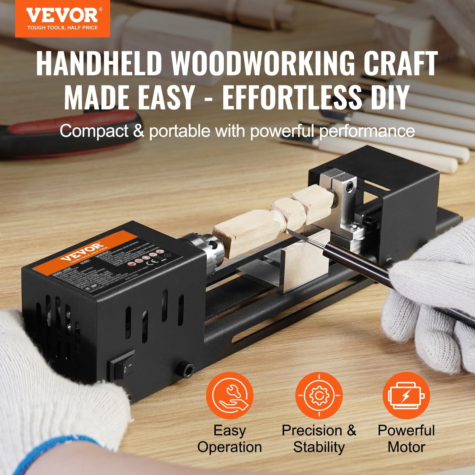 Mini Lathe Machine 2.76&Prime;x6.3&Prime; – 24V 96W Woodworking Tool, 7 Speed RPM for DIY Pr