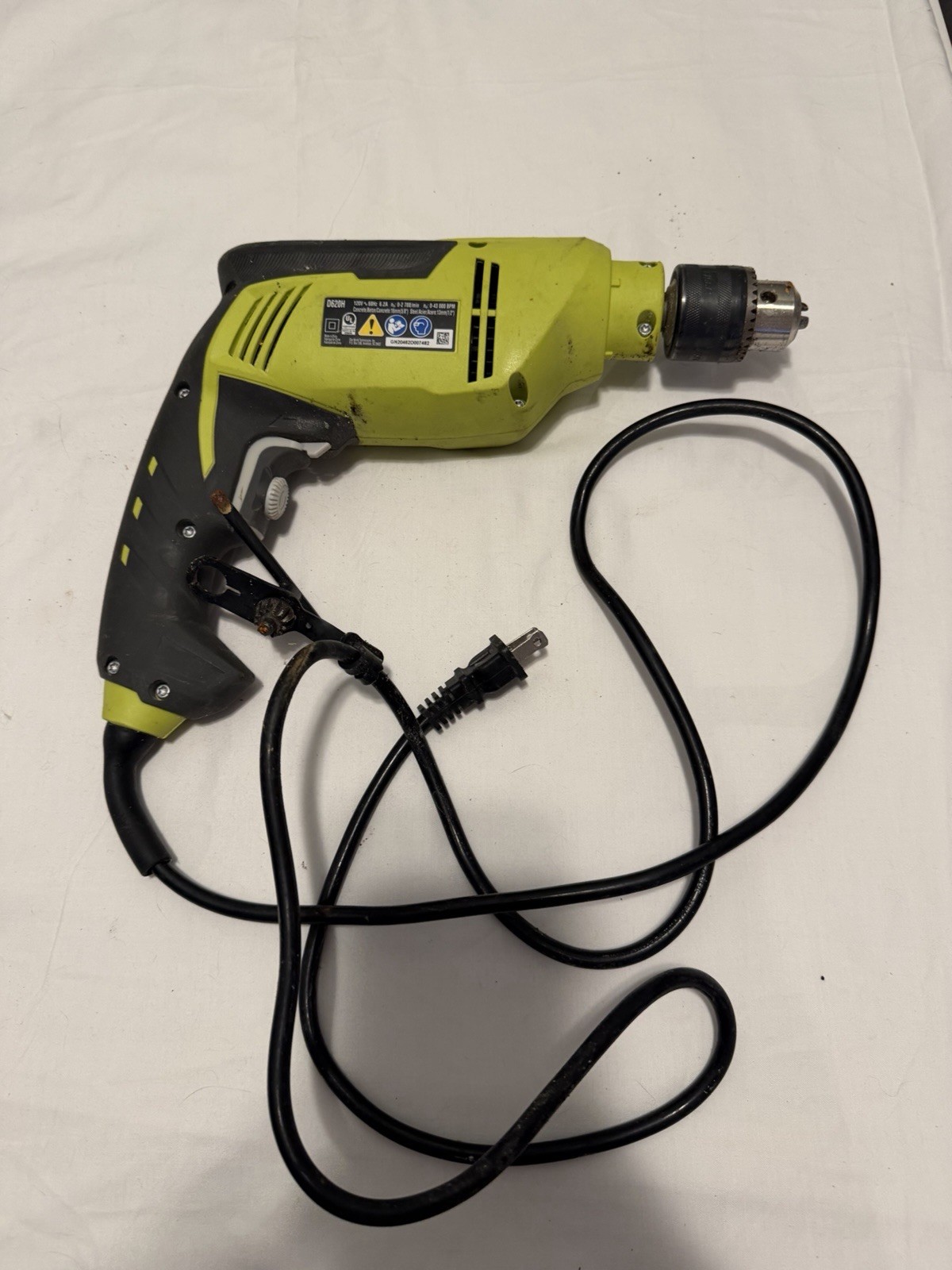Ryobi D620H 120V Corded Drill/Driver Keyed Chuck w/ Chuck Key Green/Black