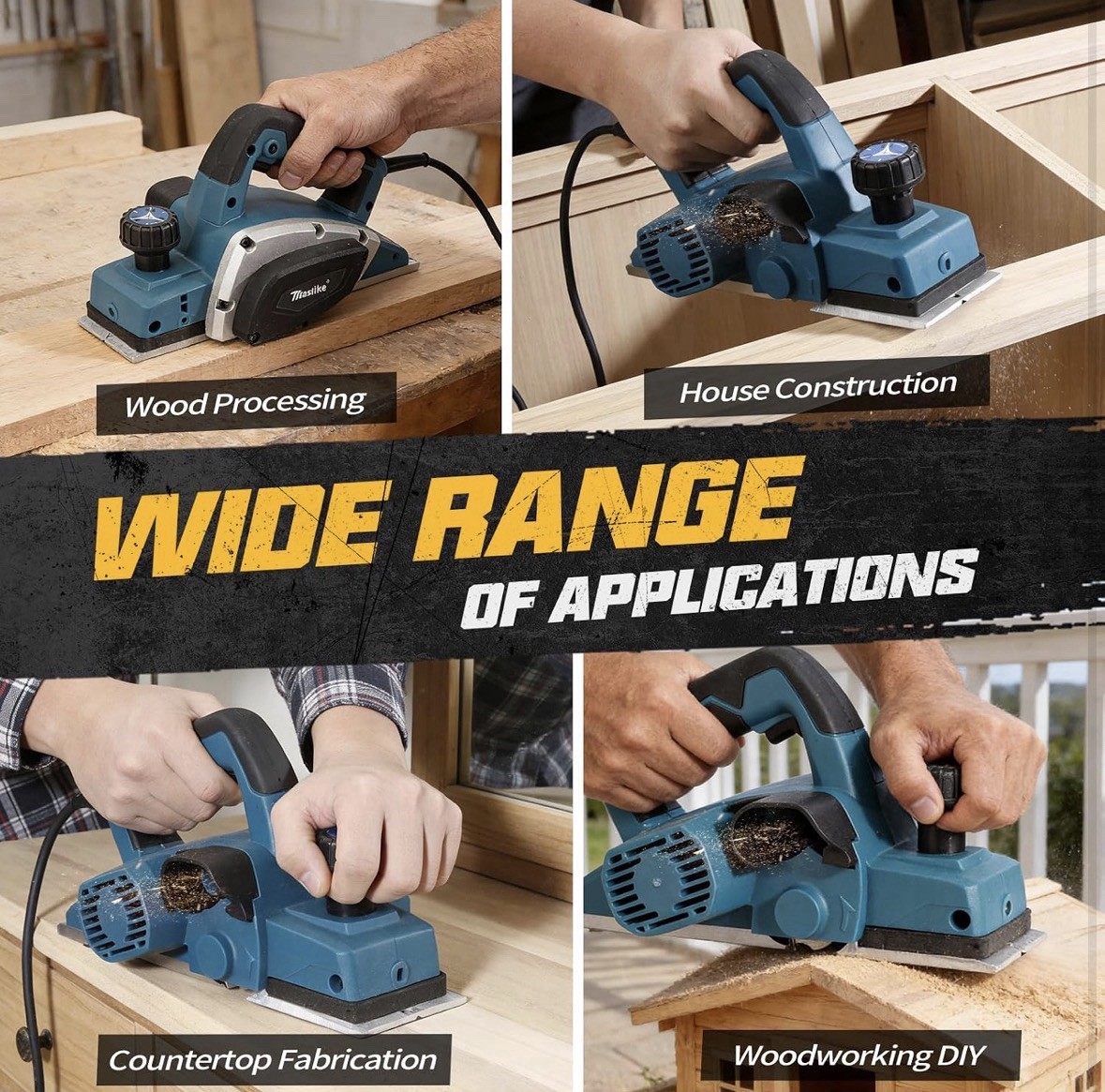 3-1/4 Inch Electric Hand Planer, 16000RPM Power, Adjustable 0-2mm Cutting Depth