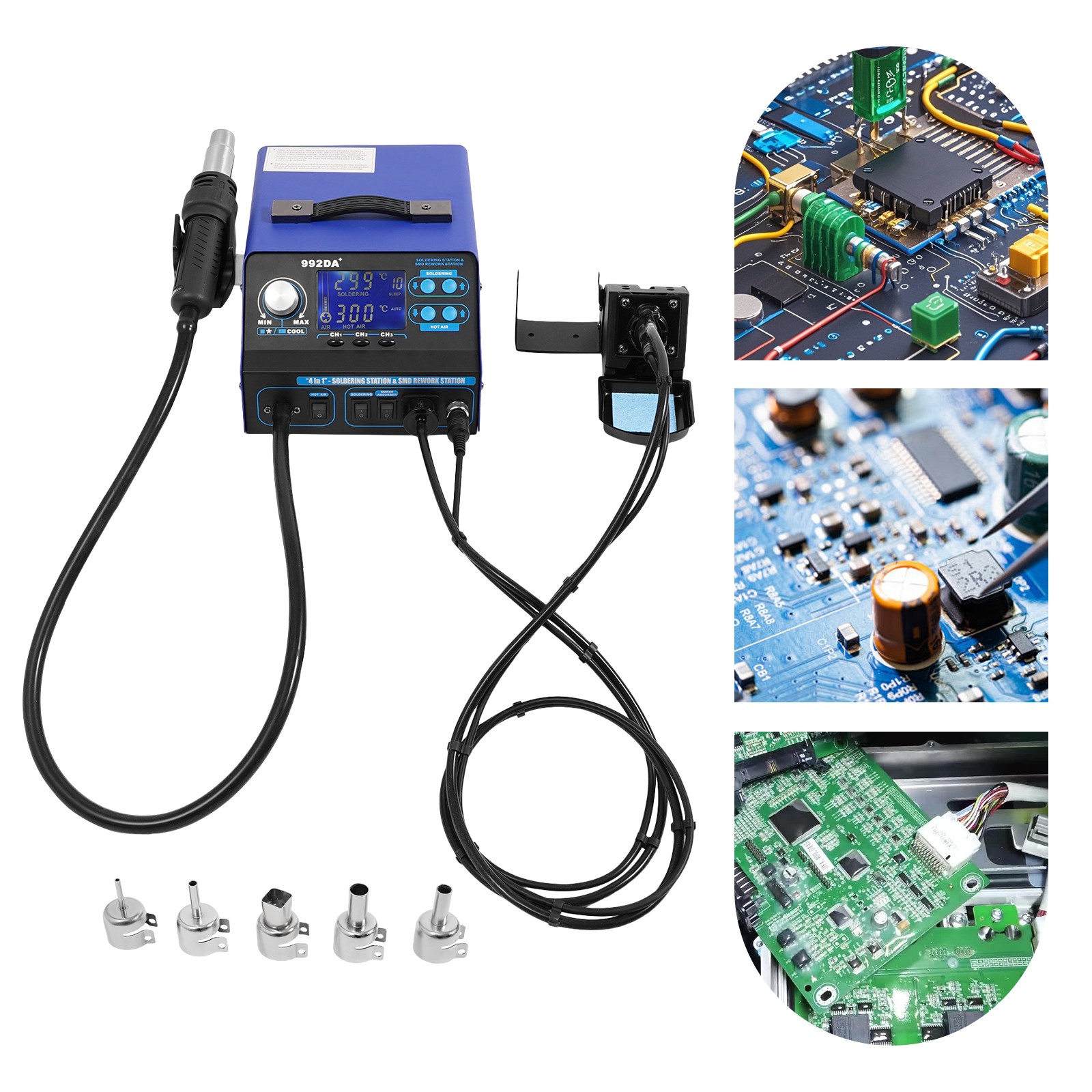 YIHUA 992DA+ 4 in 1 BGA Rework Soldering Station SMD Hot Air gun Solder Pen 110V