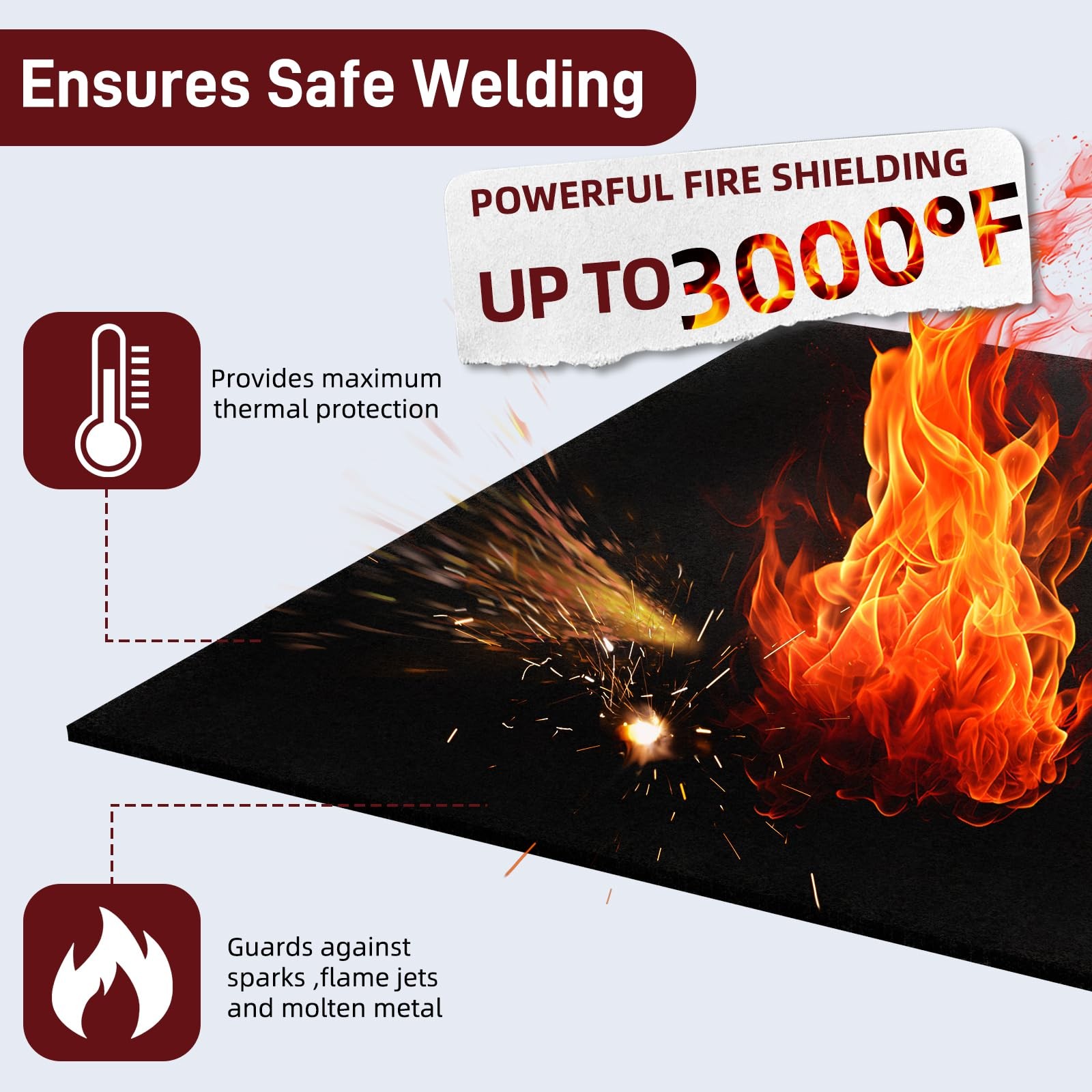 2 Pack 11×14 Inch Welding Blanket Fireproof Welding Pad, 5mm Thickened Fire R…
