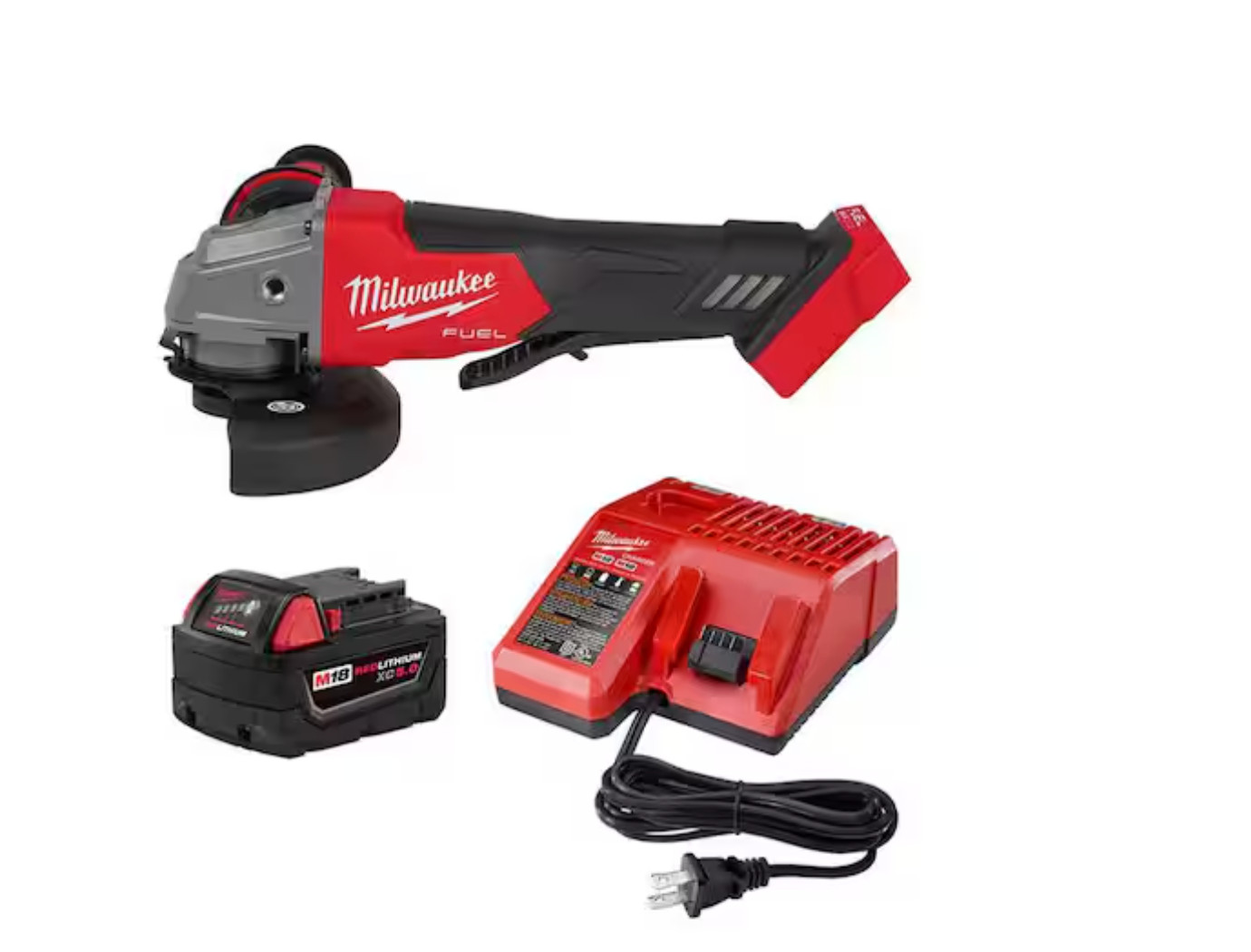 Milwaukee M18 FUEL 18V 4-1/2 In 5 In Grinder Starter Kit W 5Ah Battery & Charger