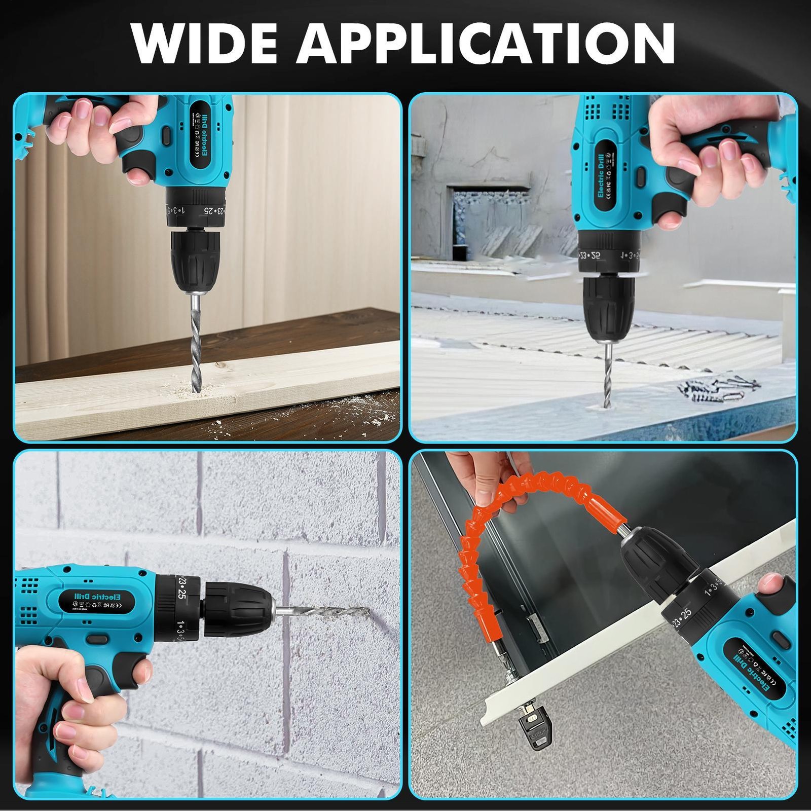 Cordless Brushless Impact Driver Hammer Drill Combo Kit w/ 2 Battery & Charger