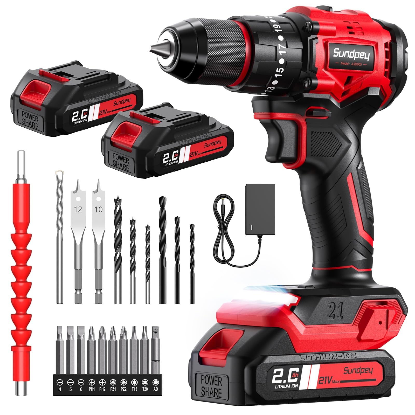 Cordless Power Drill Set – 620in-lbs 23+3 Brushless Drill w/ 2 × 2.0Ah Batter…