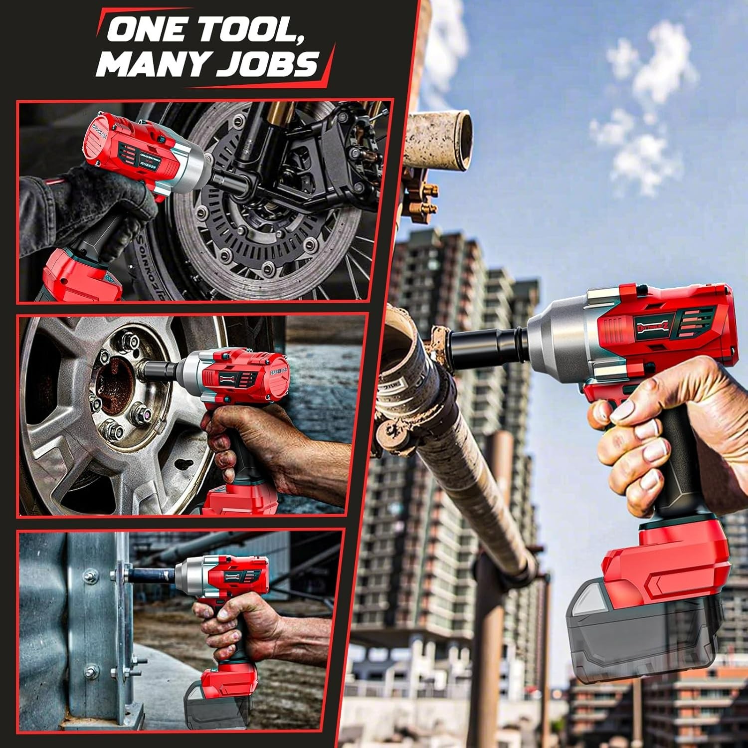 Cordless Impact Wrench 1/2&Prime; Compatible with Milwaukee 18V Battery, 750 Ft-Lbs Hi