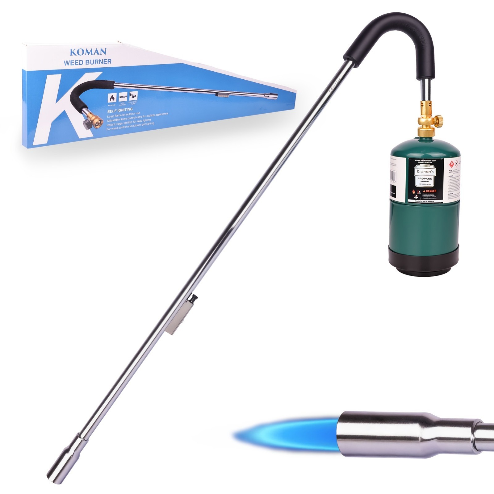 KOMAN Weed Torch Propane Burner, 35&Prime; Long Arm, Fuel By 1LB Propane Gas Cylinder