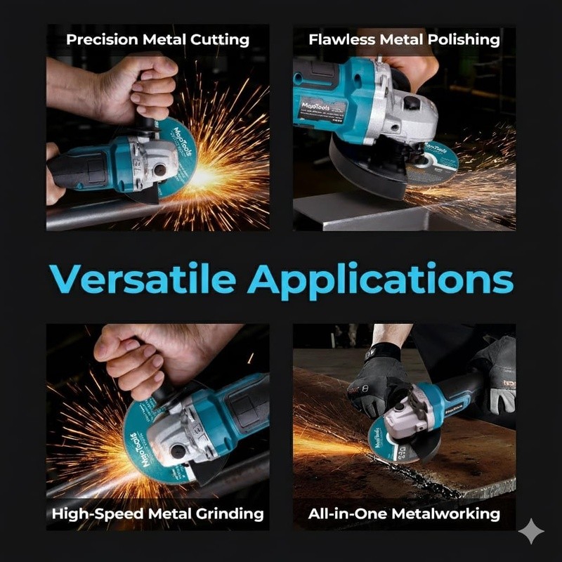 Cordless Angle Grinder 9000 RPM Brushless Motor 2 Batteries Safety Kit New